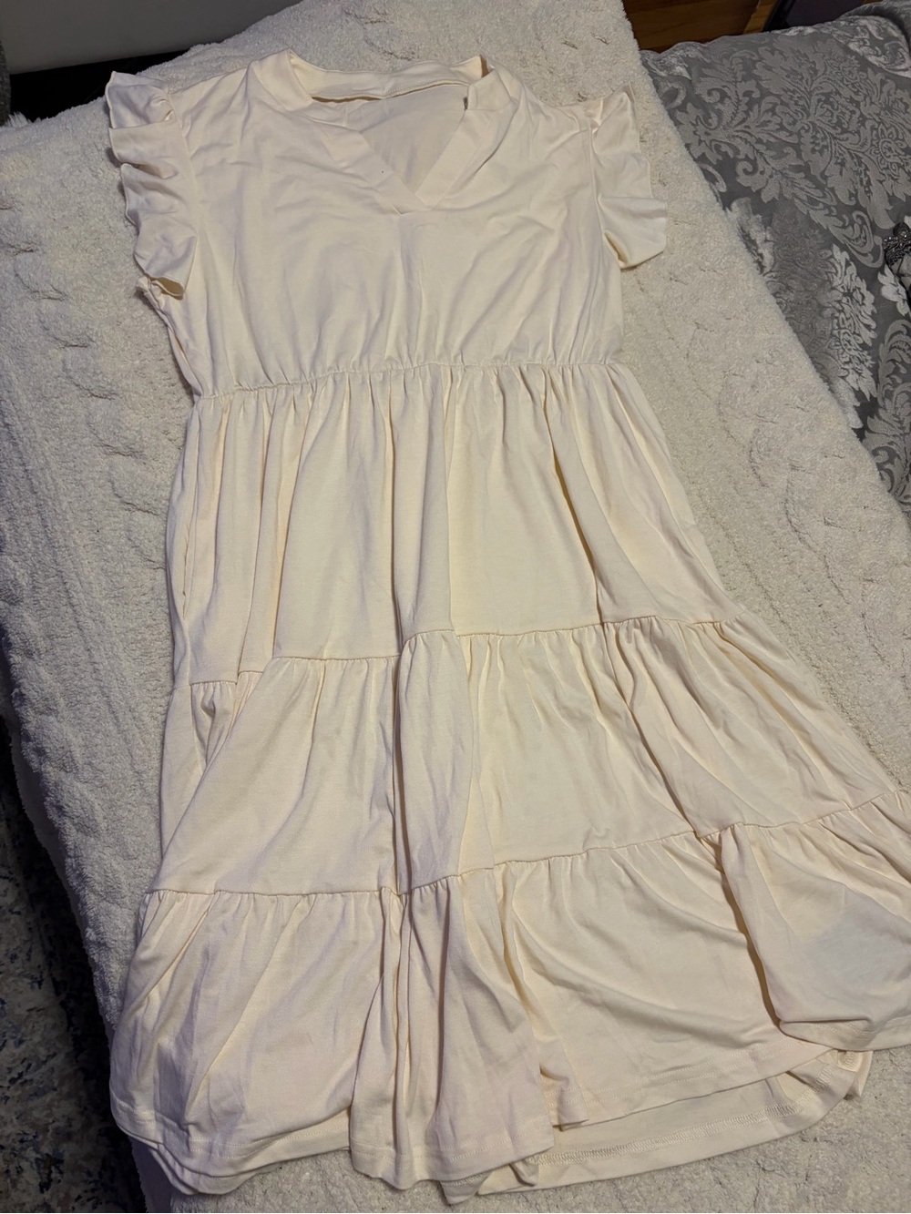 XL | Women’s Apricot Tiered Ruffle Dress